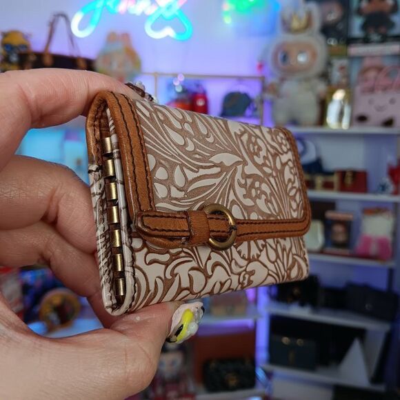 Rare Miu Miu Vintage Brown Floral Boho Key Case Wallet - Picture 2 of 7